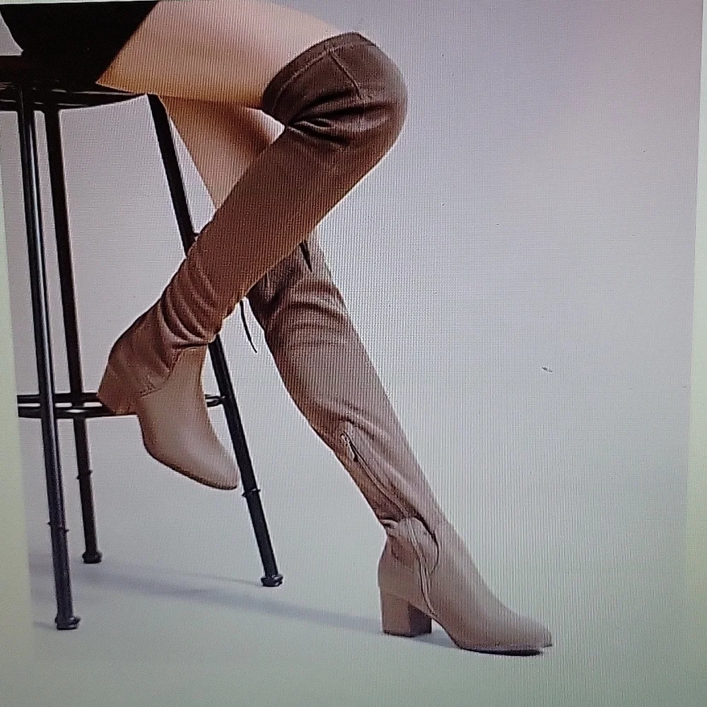 Dream Pairs Laurence brown suede over the knee boots chunky heel stretch 7 NEW…